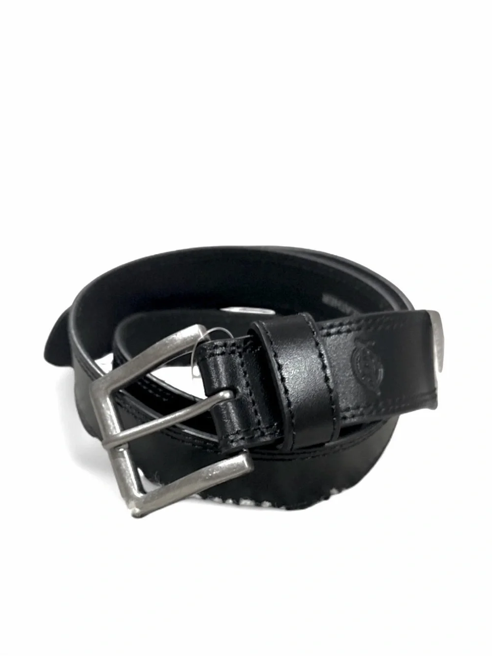 Black Leather Men’s Belt with Silver-Color Buckle Size XL (42-44) [NWT]